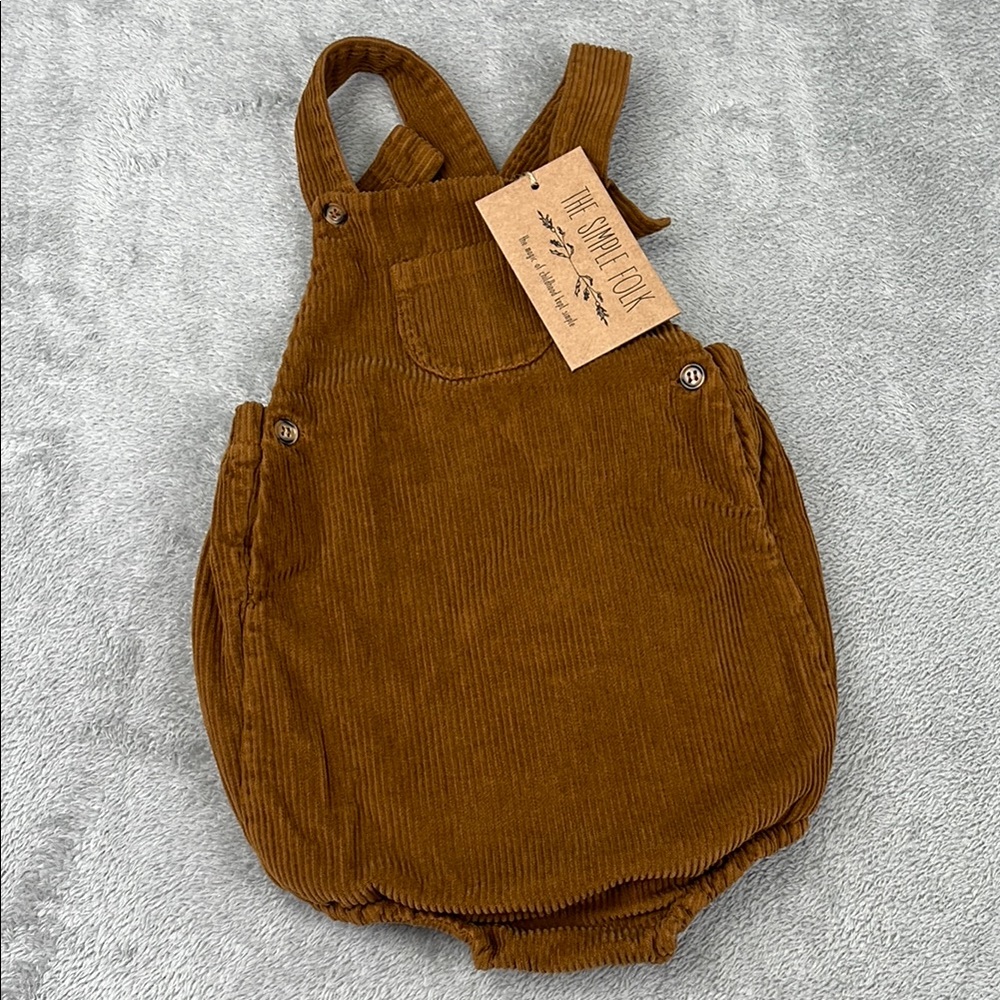 NEW The Simple Folk 3/4 Years 100% Cotton Rust The Romper Overall‎ Corduroy